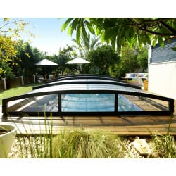 Abri piscine téléscopique Majorca Canopia, Grise - 457 x 870 cm