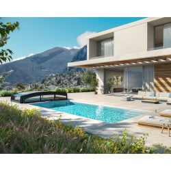 Abri piscine téléscopique Majorca Canopia, Grise - 457 x 870 cm