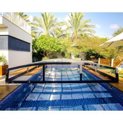 Abri piscine téléscopique Majorca Canopia, Grise - 457 x 870 cm