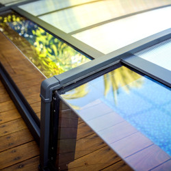 Abri piscine téléscopique Majorca Canopia, Grise - 457 x 870 cm