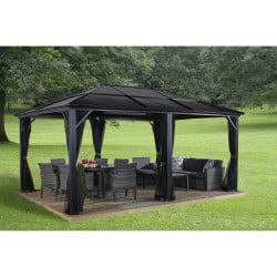 Tonnelle Meridien 12 x 16 Sojag, moustiquaires - Anthracite - 365 x 485 x 270 cm