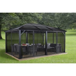 Tonnelle Meridien 12 x 16 Sojag, moustiquaires - Anthracite - 365 x 485 x 270 cm