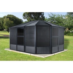 Tonnelle jardin d'hiver Charleston Sojag, Anthracite - 384 x 384 x 281 cm