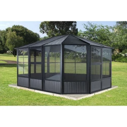 Tonnelle jardin d'hiver Charleston Sojag, Anthracite - 384 x 384 x 281 cm