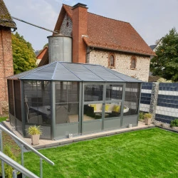 Tonnelle jardin d'hiver Charleston Sojag, Anthracite - 384 x 384 x 281 cm