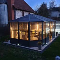 Tonnelle jardin d'hiver Charleston Sojag, Anthracite - 384 x 384 x 281 cm