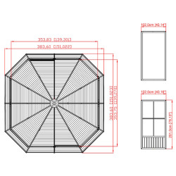 Tonnelle jardin d'hiver Charleston Sojag, Anthracite - 384 x 384 x 281 cm