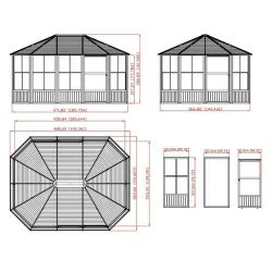 Tonnelle jardin d'hiver Charleston Sojag, Anthracite - 384 x 489 x 281 cm