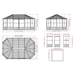 Tonnelle jardin d'hiver Charleston Sojag, Anthracite - 384 x 594 x 281 cm