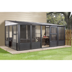 Tonnelle jardin d'hiver Charleston mural Sojag, Anthracite - 309 x 502 x 244 cm