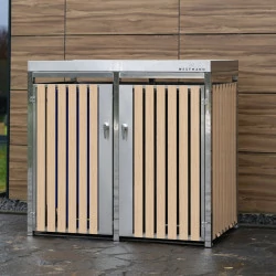 Coffre à poubelles Westmann, pour 2 poubelles 240 litres - 84 x 134 x 125 cm - Argent ou Anthracite