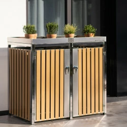 Coffre à poubelles Westmann, pour 2 poubelles 240 litres - 84 x 134 x 125 cm - Argent ou Anthracite
