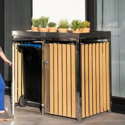 Coffre à poubelles Westmann, pour 2 poubelles 240 litres - 84 x 134 x 125 cm - Argent ou Anthracite