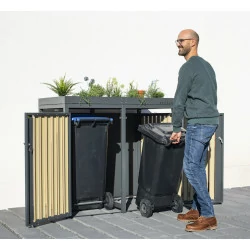 Coffre à poubelles Westmann, pour 2 poubelles 240 litres - 84 x 134 x 125 cm - Argent ou Anthracite