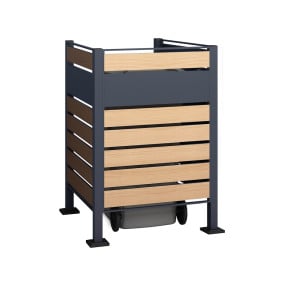 Habillage métallique pour poubelle Planum Westmann, 240 litres - Gris / aspect bois