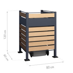 Habillage métallique pour poubelle Planum Westmann, 240 litres - Gris / aspect bois
