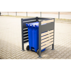 Habillage métallique pour poubelle Planum Westmann, 240 litres - Gris / aspect bois