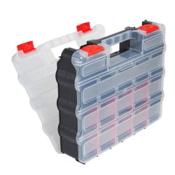 Mallette double Viso - 32 compartiments/19 séparateurs amovibles - 320 x 270 x 80 mm