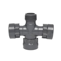 Raccord Croix union PVC - 1" Mâle x 1" Femelle x 1" Femelle x 1" Femelle DURA, à l'unité