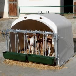 Niche à veaux collective Kerbl, avec cornadis CalfHouse Premium XL