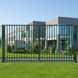 Portail 2 vantaux Vert Classic Pro Barreaudé Largeur 3m