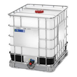 Cuve de stockage transparente 1000L type Container IBC Alimentaire Certifié FSSC22000 + FDA et Carburant certifié UN