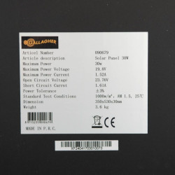Panneau solaire 30 W avec régulateur Gallagher