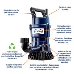 Pompe de chantier fonte monophasée 0,4 kW - 225L/min DN50 Renson