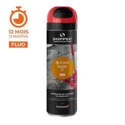 Bombe de peinture traceur chantier Fluo TP 500 ml Soppec