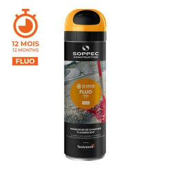 Bombe de peinture traceur chantier Fluo TP 500 ml Soppec