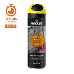 Bombe de peinture traceur chantier Fluo TP 500 ml Soppec