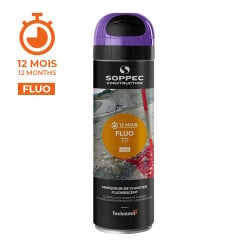 Bombe de peinture traceur chantier Fluo TP 500 ml Soppec