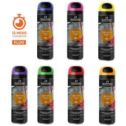 Bombe de peinture traceur chantier Fluo TP 500 ml Soppec
