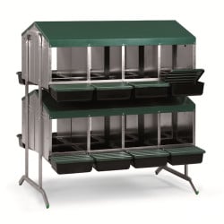 Batterie pondoirs poules, 16 compartiments, fond plastique Gaun