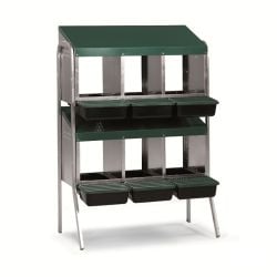 Batterie pondoirs poules, 6 compartiments, fond plastique Gaun