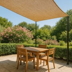 Toile d'ombrage naturelle en jute rectangulaire 2 x 3 m avec fixation