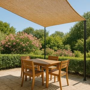 Toile d'ombrage naturelle en jute rectangulaire 3 x 4 m avec fixation