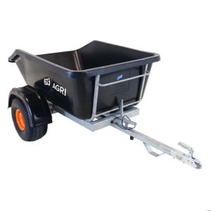 Remorque basculante JFC Agri, 500 L, tout terrain à vérin à gaz, feux arrière et garde-boue