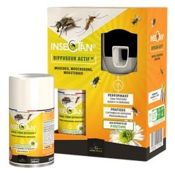 Kit diffuseur d'insecticide INSECTAN contre mouches, moustiques et moucherons + Aérosol de 250 ml
