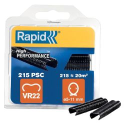 Agrafes grillage Rapid VR22 Plastifiées Noir - Étui de 215 unités
