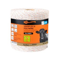 Fil conducteur clôture Vidoflex 9 Turboline Plus blanc long. 400 m Gallagher