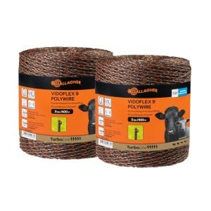 Fil synthétique Vidoflex 9 TurboLine Plus Terra, paquet DUO 2 x 400 m Gallagher