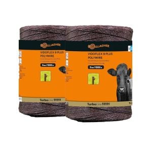 Fil synthétique Vidoflex 9 TurboLine Plus Terra, paquet DUO 2 x 1000 m Gallagher