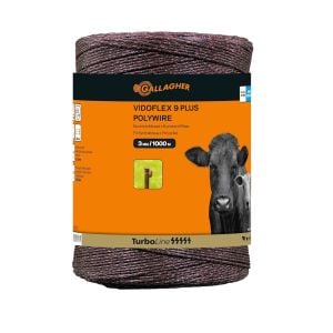 Fil conducteur clôture Vidoflex 9 TurboLine Plus marron long. 1000 m Gallagher