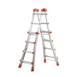 Échelle multifonction télescopique aluminium 4+4 échelons, hauteur travail max. 3,20 m ou 4,70 m