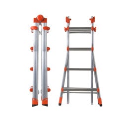 Échelle multifonction télescopique aluminium 4+4 échelons, hauteur travail max. 3,20 m ou 4,70 m