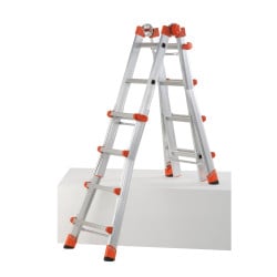 Échelle multifonction télescopique aluminium 4+4 échelons, hauteur travail max. 3,20 m ou 4,70 m