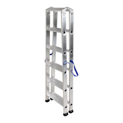 Escabeau double aluminium 6 marches, hauteur travail max. 2,89 m