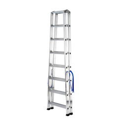 Escabeau double aluminium 8 marches, hauteur travail max. 3,36 m