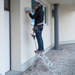 Marche-pieds pliant professionnel aluminium 3 marches, hauteur travail max. 2,66 m
